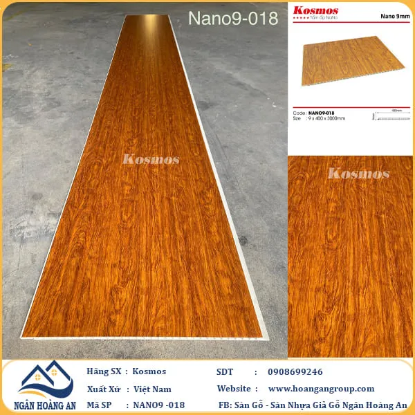  Tấm Nhựa Nano Ốp Tường Ốp Trần Giả Gỗ Kosmos 9mm